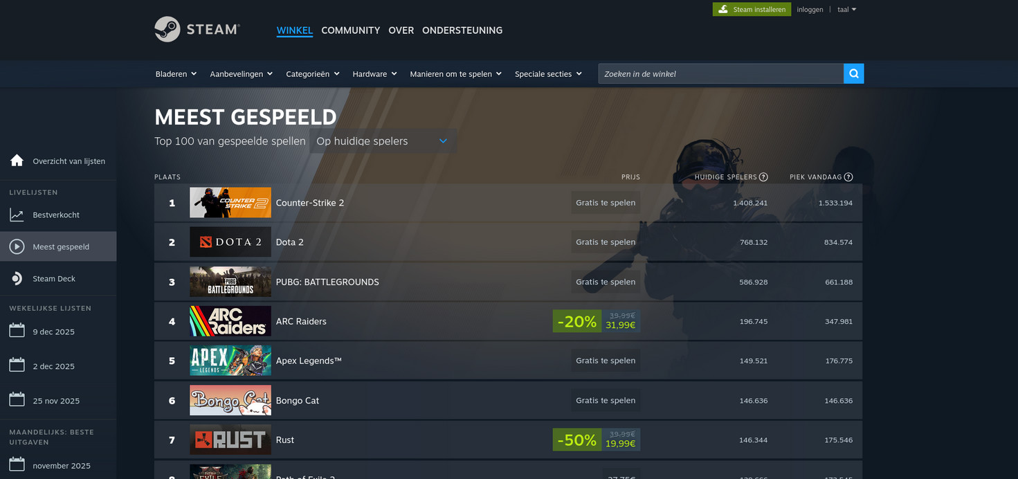 Steam logo met populaire PC-games in de achtergrond